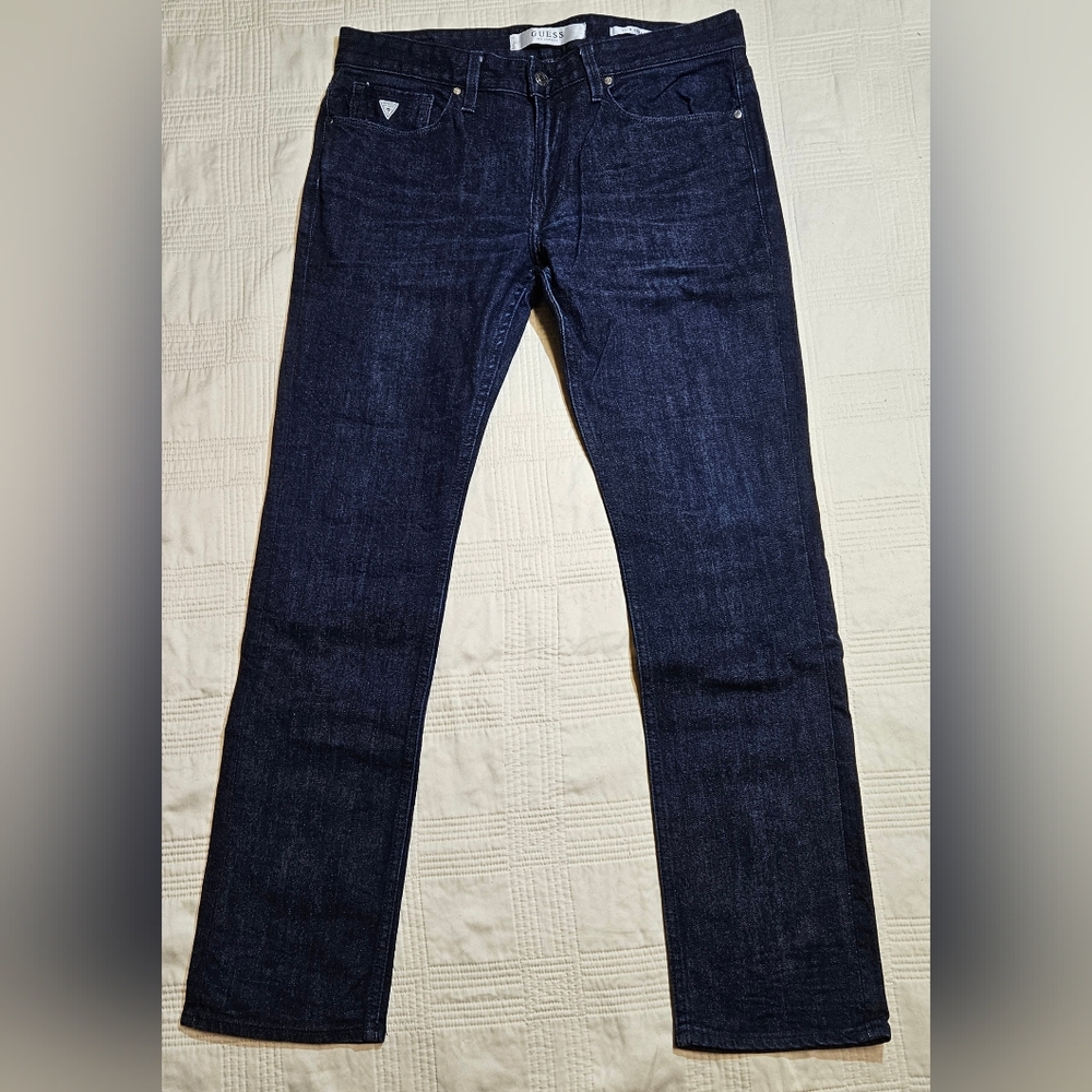 Guess Men's Dark Blue Slim Straight Jeans, Size 34x32